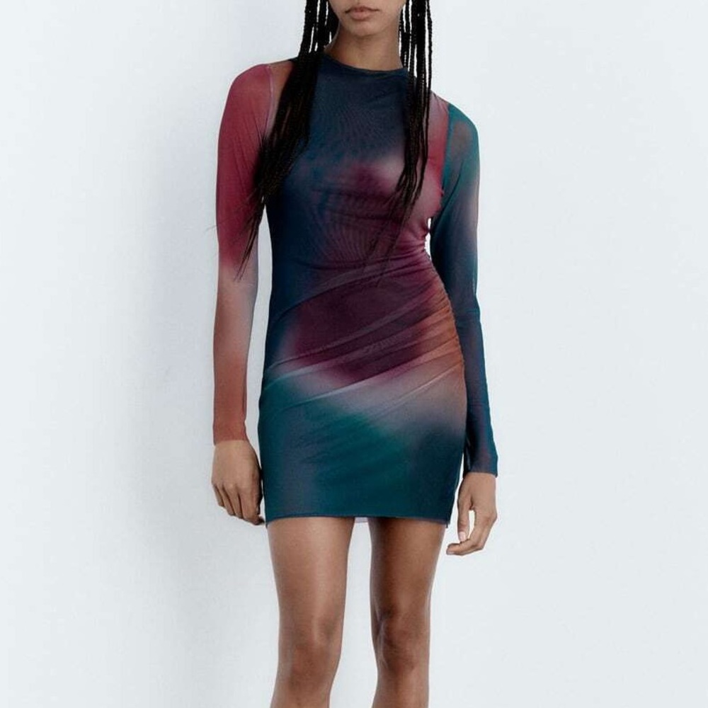 ZARA Printed Tulle Dress
